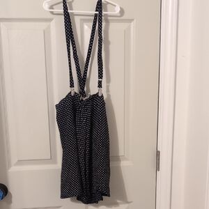 Forever 21 Navy Polka Dot Skirt With Suspenders